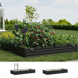Livsip 2x Garden Bed 210x90x30cm LED Plant Stand Box Galvanise - Top-Down View