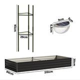 Livsip 2x Garden Bed 210x90x30cm LED Plant Stand Box Galvanise