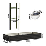 Livsip 2x Garden Bed 210x90x30cm LED Plant Stand Box Galvanise - Close-Up Angle