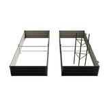 Livsip 2x Garden Bed 210x90x30cm LED Plant Stand Box Galvanise - Front View