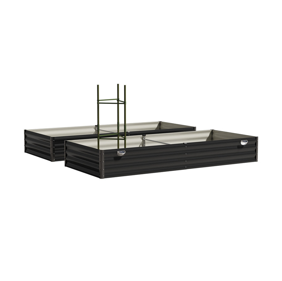 Livsip 4x Garden Bed 210x90x30cm LED Plant Stand Box Galvanise