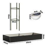Livsip 4x Garden Bed 210x90x30cm LED Plant Stand Box Galvanise