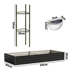Livsip 4x Garden Bed 210x90x30cm LED Plant Stand Box Galvanise