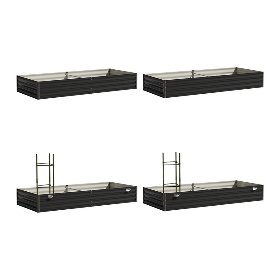 Livsip 4x Garden Bed 210x90x30cm LED Plant Stand Box Galvanise