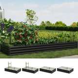 Livsip 2x Garden Bed 290x90x30cm Planter Stand Box Galvanise - Front View