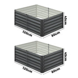 Livsip Garden Raised Bed x2 Galvanised Steel 120x80x45CM