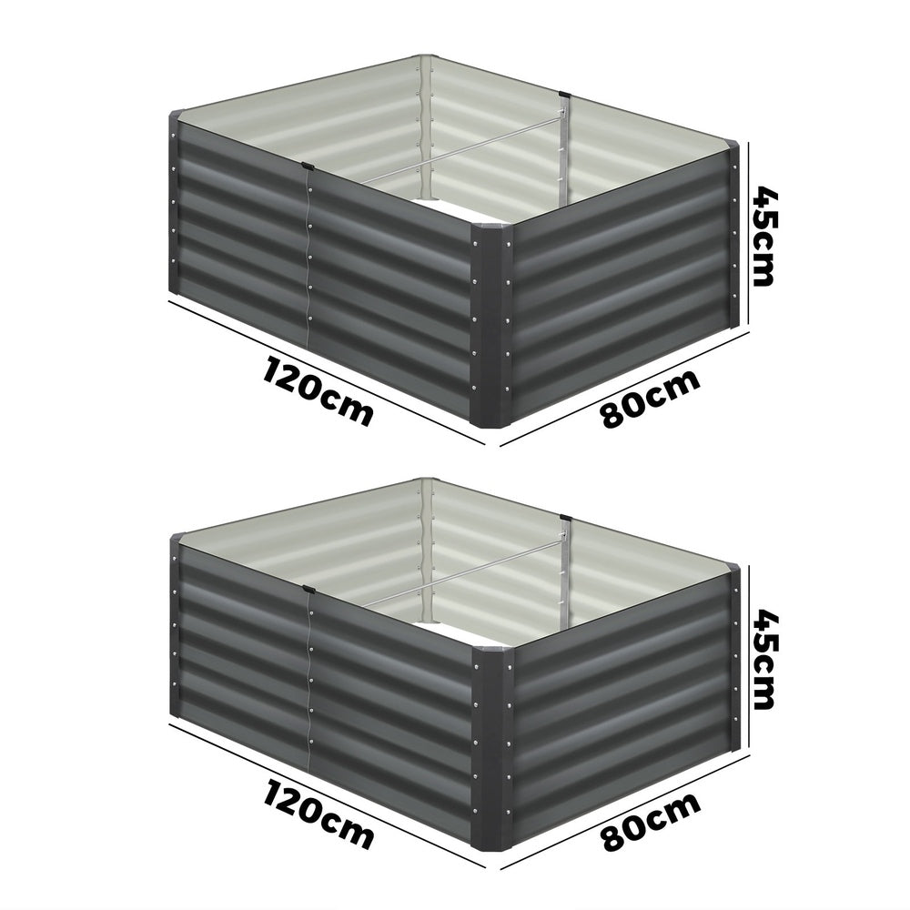 Livsip Garden Raised Bed x2 Galvanised Steel 120x80x45CM