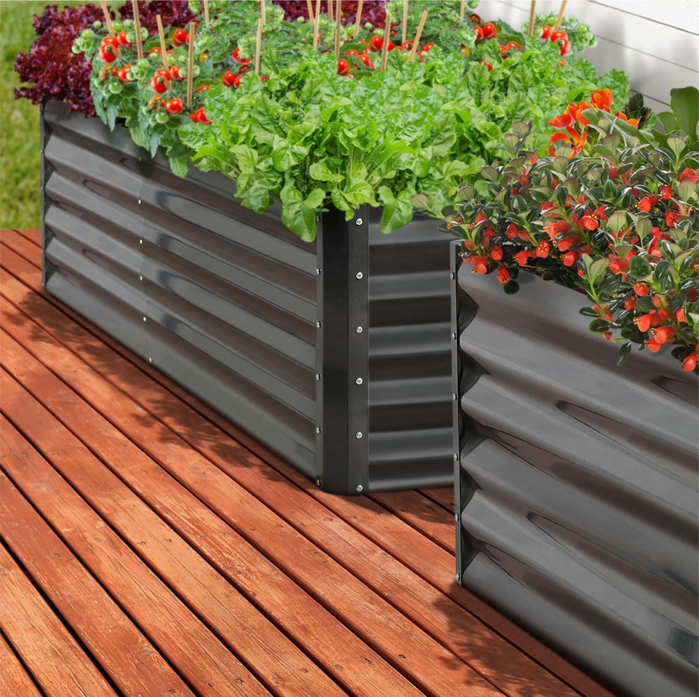 Livsip 120x80x45cm Garden Bed Galvanised Steel 4pcs