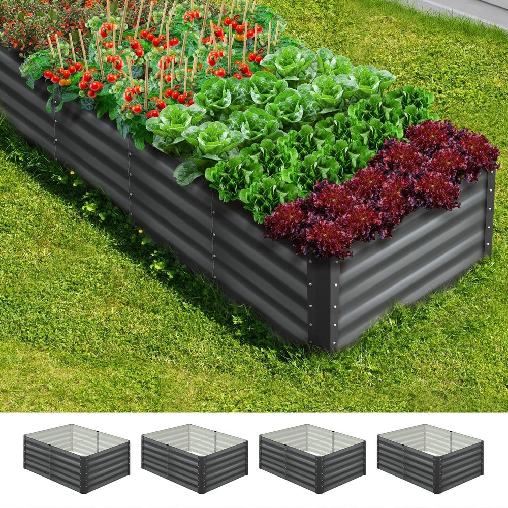 Livsip 120x80x45cm Garden Bed Galvanised Steel 4pcs
