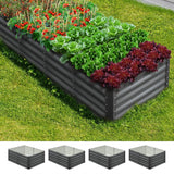 Livsip 120x80x45cm Garden Bed Galvanised Steel 4pcs - Front View