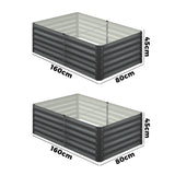 Livsip 160x80x45cm Garden Bed Galvanised Steel 4pcs
