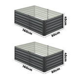 Livsip 160x80x45cm Garden Bed Galvanised Steel 4pcs - Rear View