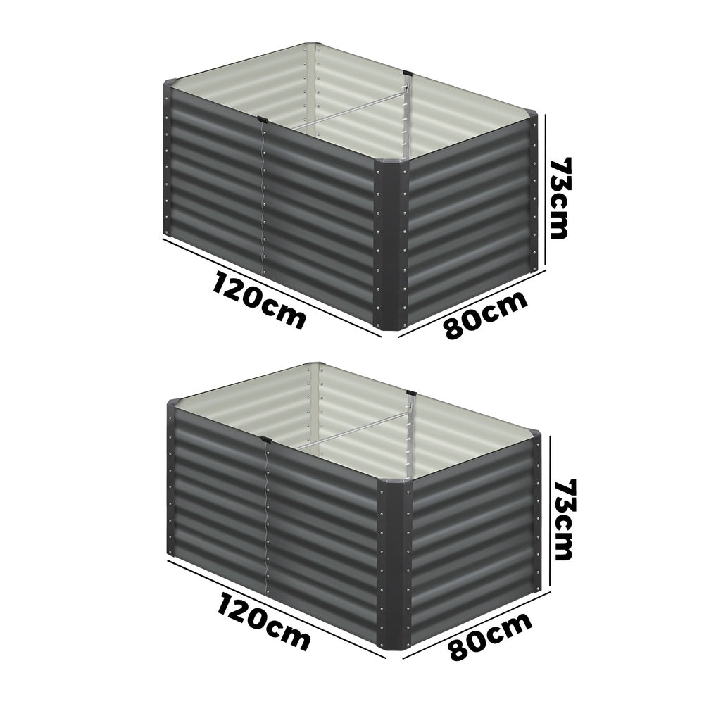 Livsip Garden Bed x 2 Galvanised Steel 120x80x73CM