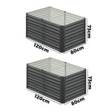 Livsip Garden Bed x 2 Galvanised Steel 120x80x73CM - Side View