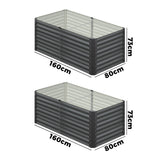 Livsip 160x80x73cm Garden Bed Galvanised Steel 4pcs