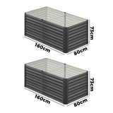 Livsip 160x80x73cm Garden Bed Galvanised Steel 4pcs - Front View
