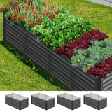 Livsip 160x80x73cm Garden Bed Galvanised Steel 4pcs - Rear View