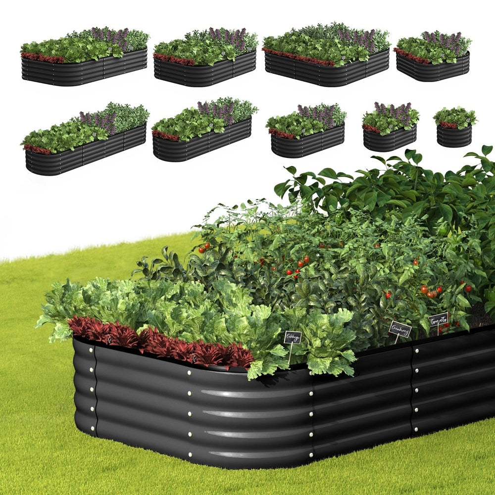 Livsip 9-IN-1 Raised Garden Bed Oval Galvanised Steel 40CM H