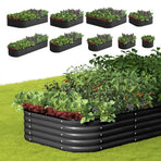 Livsip 9-IN-1 Raised Garden Bed Oval Galvanised Steel 40CM H, image 4