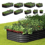 Livsip 9-IN-1 Raised Garden Bed Oval Galvanised Steel 40CM H - Top-Down View
