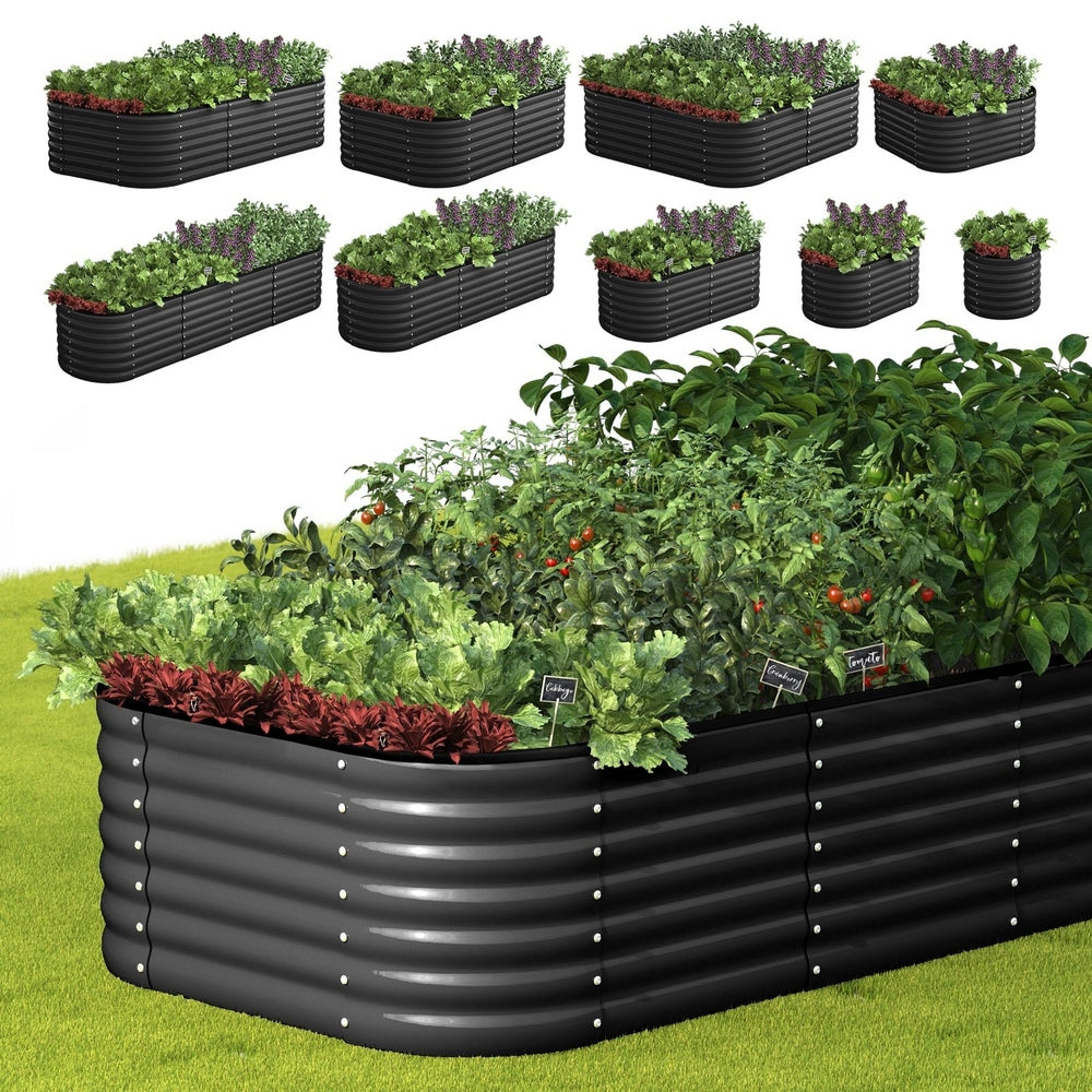 Livsip 9-IN-1 Raised Garden Bed Oval Galvanised Steel 56CM H