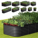 Livsip 9-IN-1 Raised Garden Bed Oval Galvanised Steel 56CM H - Top-Down View