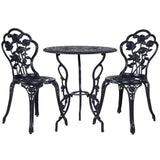 Gardeon 3PC Outdoor Setting Bistro Set Chairs Table Cast Aluminum Rose Black - Low Angle