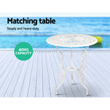 Gardeon 3PC Outdoor Setting Bistro Set Chairs Table Cast Aluminum Patio Furniture Rose White - 45-Degree Angle