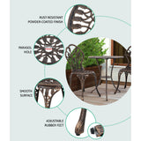 Gardeon 3PC Outdoor Setting Bistro Set Chairs Table Cast Aluminum Patio Furniture Tulip Bronze - Side View