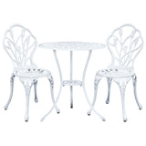 Gardeon 3PC Outdoor Setting Bistro Set Chairs Table Cast Aluminum Patio Furniture Tulip White - Low Angle