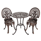 Gardeon 3PC Patio Furniture Outdoor Bistro Set Dining Chairs Aluminium Bronze - Close-Up Angle
