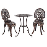Gardeon 3PC Patio Furniture Outdoor Bistro Set Dining Chairs Aluminium Bronze - Side View