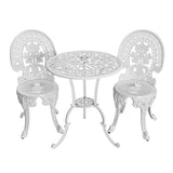Gardeon 3PC Patio Furniture Outdoor Bistro Set Dining Chairs Aluminium White - Close-Up Angle