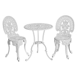 Gardeon 3PC Patio Furniture Outdoor Bistro Set Dining Chairs Aluminium White - Side View