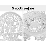Gardeon 3PC Patio Furniture Outdoor Bistro Set Dining Chairs Aluminium White - Rear View