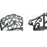 Gardeon Outdoor Garden Bench Seat 100cm Cast Aluminium Patio Chair Vintage Green - Side View