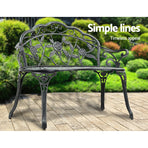Gardeon Outdoor Garden Bench Seat 100cm Cast Aluminium Patio Chair Vintage Green, image 4