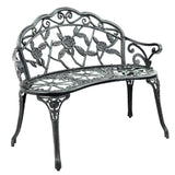 Gardeon Outdoor Garden Bench Seat 100cm Cast Aluminium Patio Chair Vintage Green - Low Angle