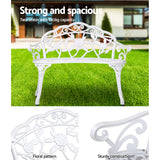 Gardeon Outdoor Garden Bench Seat 100cm Cast Aluminium Outdoor Patio Chair Vintage White - 45-Degree Angle