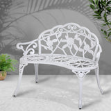 Gardeon Outdoor Garden Bench Seat 100cm Cast Aluminium Outdoor Patio Chair Vintage White - Close-Up Angle