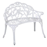 Gardeon Outdoor Garden Bench Seat 100cm Cast Aluminium Outdoor Patio Chair Vintage White - Low Angle