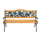Gardeon Outdoor Garden Bench Seat 126cm Wooden Cast Iron 3 Seater Patio Furniture - Side View