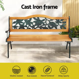 Gardeon Outdoor Garden Bench Seat 126cm Wooden Cast Iron 3 Seater Patio Furniture - Top-Down View