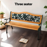 Gardeon Outdoor Garden Bench Seat 126cm Wooden Cast Iron 3 Seater Patio Furniture - Rear View