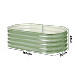Livsip 2x Garden Bed 160x80x42cm Planter Box Raised Container Galvanised Green - Top-Down View