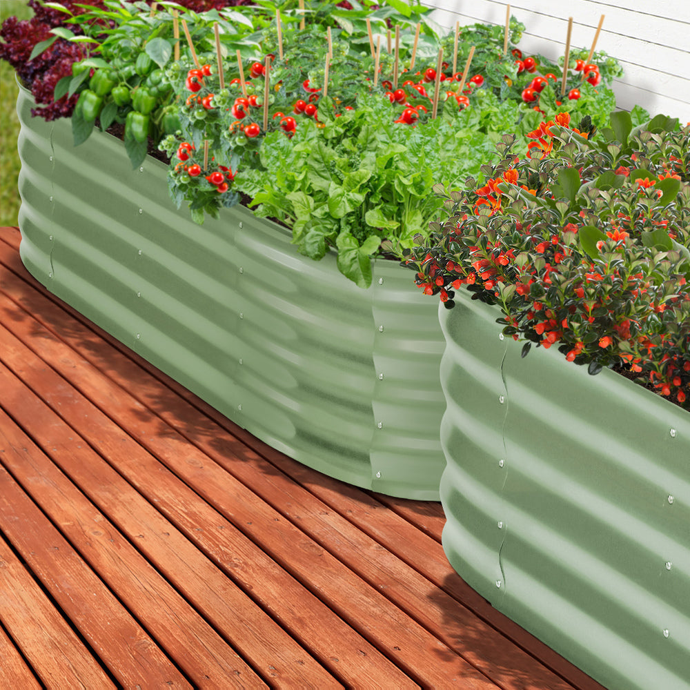 Livsip 2x Garden Bed 160x80x42cm Planter Box Raised Container Galvanised Green