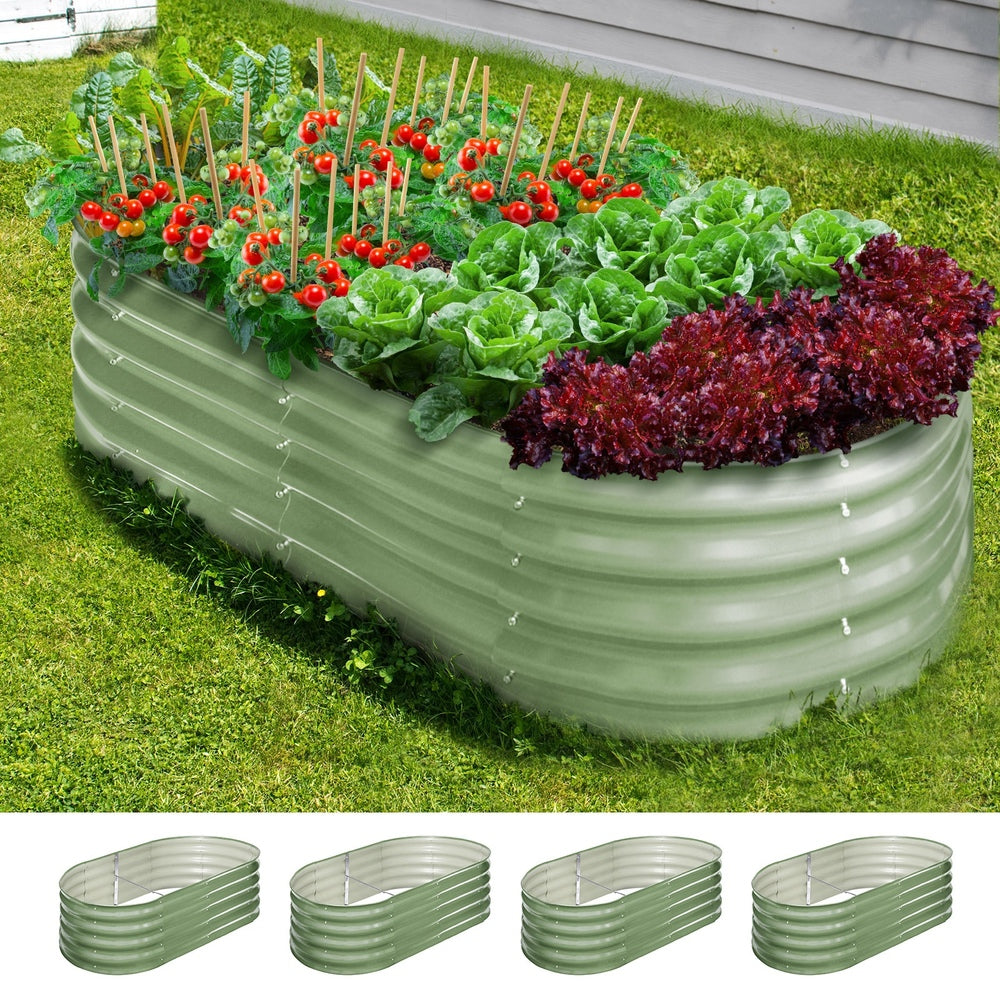 Livsip 4x Garden Bed 160x80x42cm Planter Box Raised Container Galvanised Green