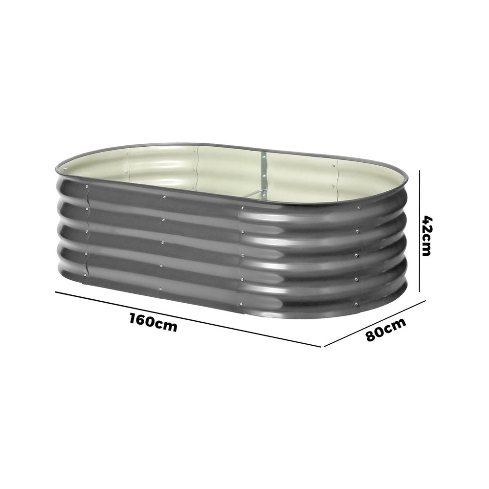 Livsip Galvanised Raised Garden Bed Steel Vegetable Planter 160X80X42CM