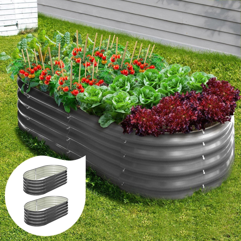 Livsip 2X Garden Bed Galvanised Raised Garden Bed 160X80X42CM
