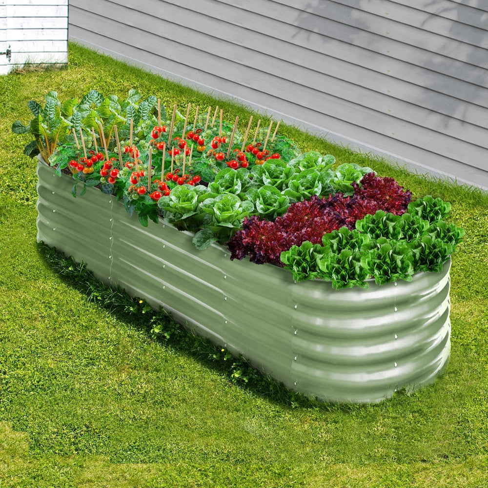 Livsip 2x Garden Bed 240x80x42cm Planter Box Raised Container Galvanised Green